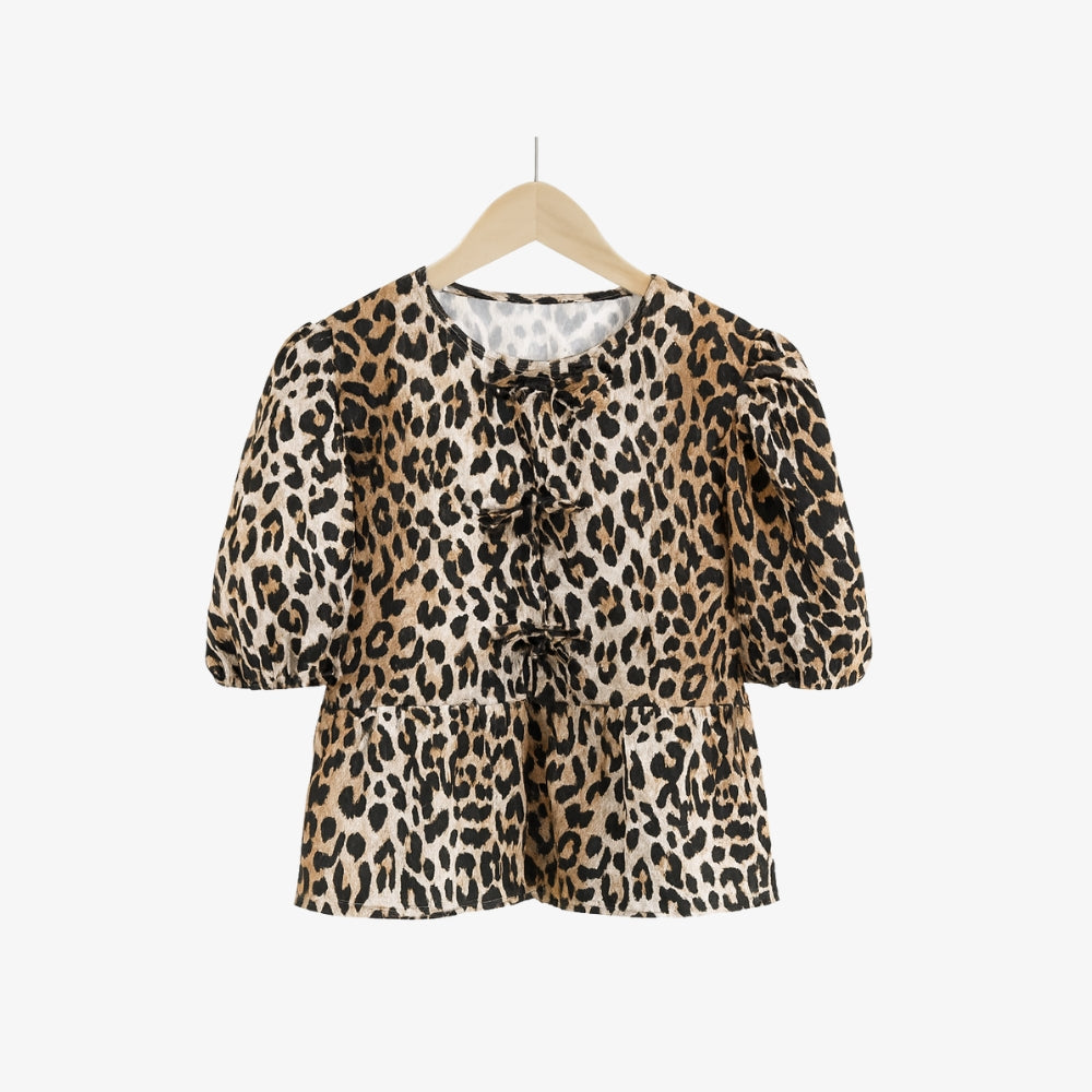 Levrae | Puff Sleeve Leopard Print Blouse