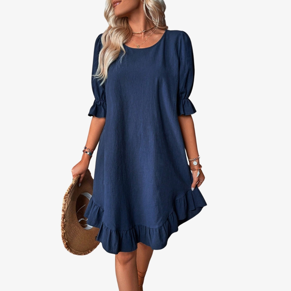Levrae | Ruffled Short-Sleeve Midi Dress