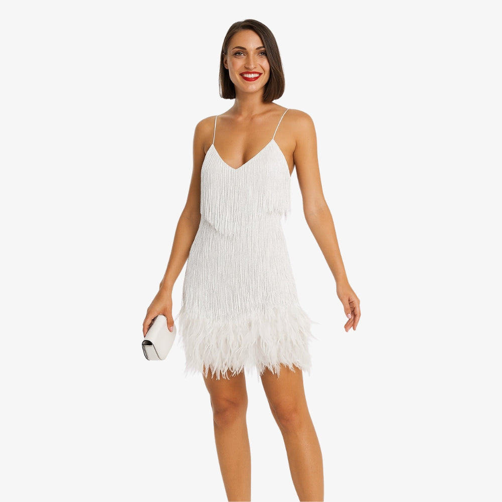 Levrae | Strappy Fringe Mini Dress