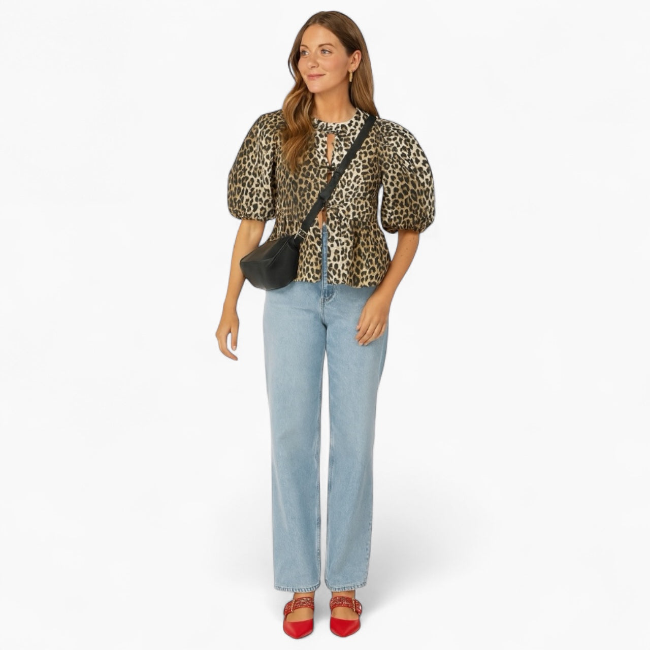 Levrae | Puff Sleeve Leopard Print Blouse