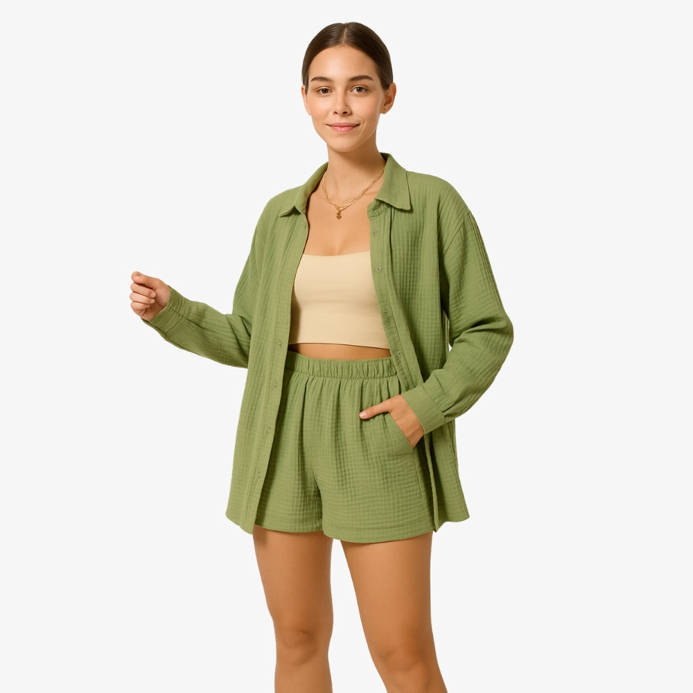 Levrae | Two-Piece Set with Shirt and High-Waist Shorts