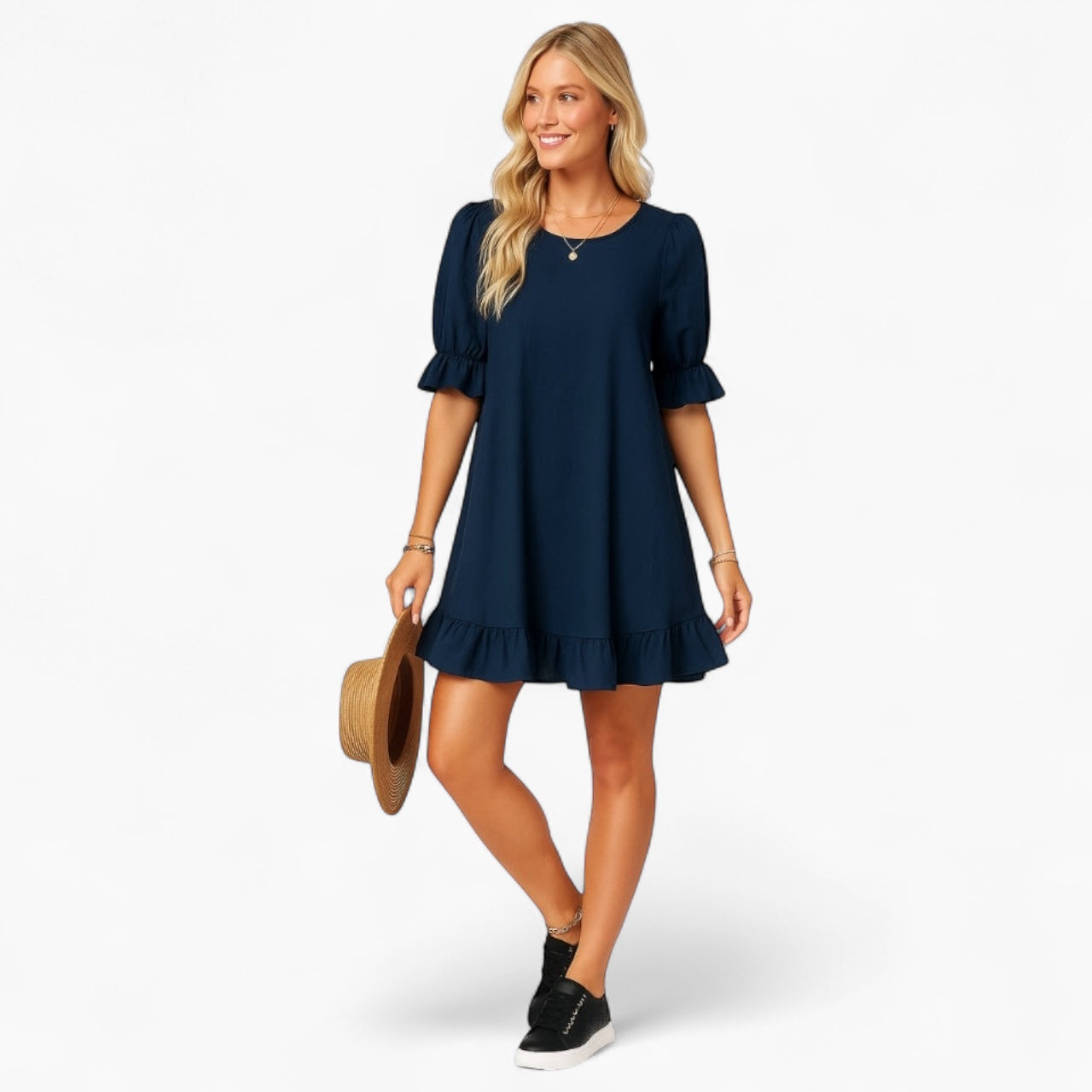Levrae | Ruffled Short-Sleeve Midi Dress